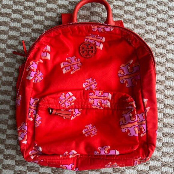 Tory Burch Red & Pink Backpack! Like New! - Picture 1 of 10